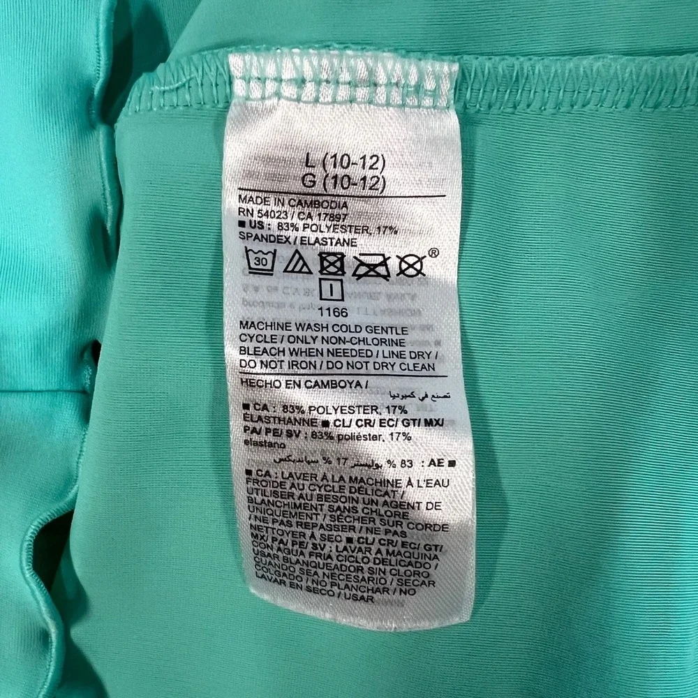 Old Navy Girls Teal Chase The Sun Graphic Rash Guard Swim Top Size L 10-12